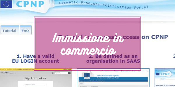 Screenshot del portale CPNP per registrare sul mercato il prodotto cosmetico